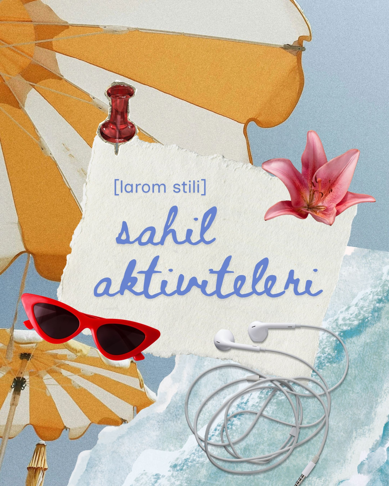 Sahil aktiviteleri temalı kolaj